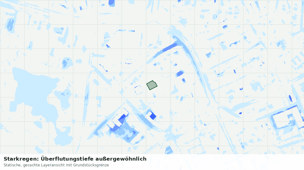 Statische Kartenansicht: Starkregen: Überflutungstiefe außergewöhnlich