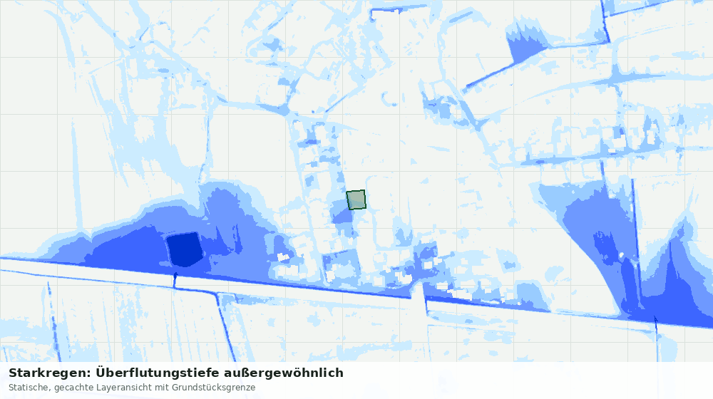 Statische Kartenansicht: Starkregen: Überflutungstiefe außergewöhnlich