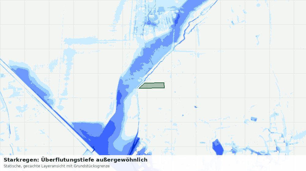 Statische Kartenansicht: Starkregen: Überflutungstiefe außergewöhnlich