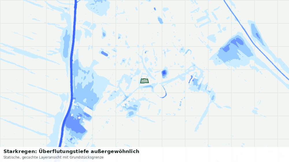 Statische Kartenansicht: Starkregen: Überflutungstiefe außergewöhnlich