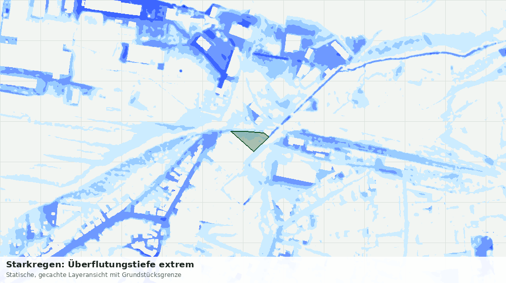 Statische Kartenansicht: Starkregen: Überflutungstiefe extrem