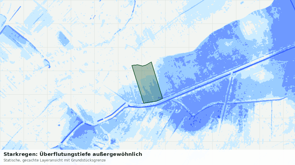 Statische Kartenansicht: Starkregen: Überflutungstiefe außergewöhnlich