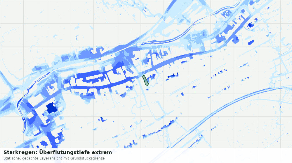 Statische Kartenansicht: Starkregen: Überflutungstiefe extrem