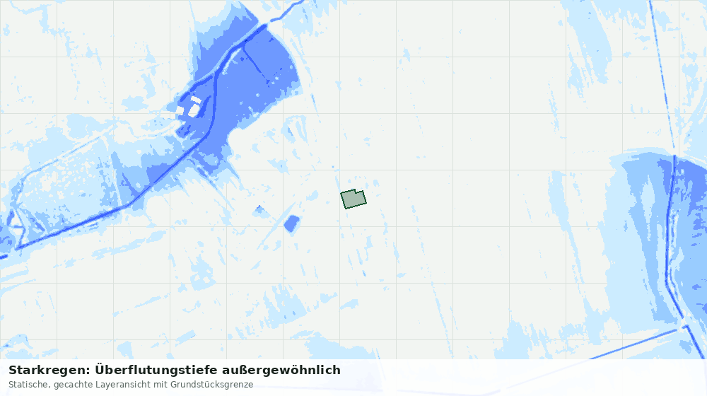 Statische Kartenansicht: Starkregen: Überflutungstiefe außergewöhnlich