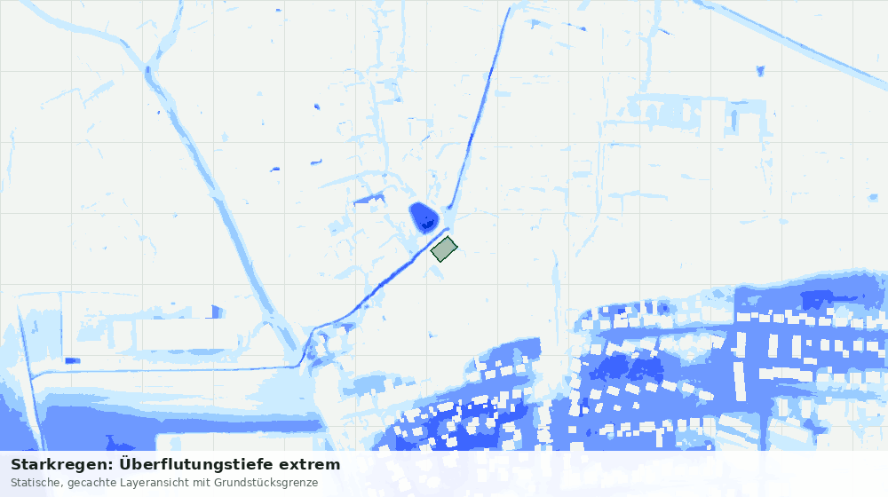 Statische Kartenansicht: Starkregen: Überflutungstiefe extrem