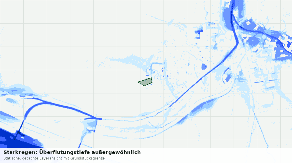 Statische Kartenansicht: Starkregen: Überflutungstiefe außergewöhnlich
