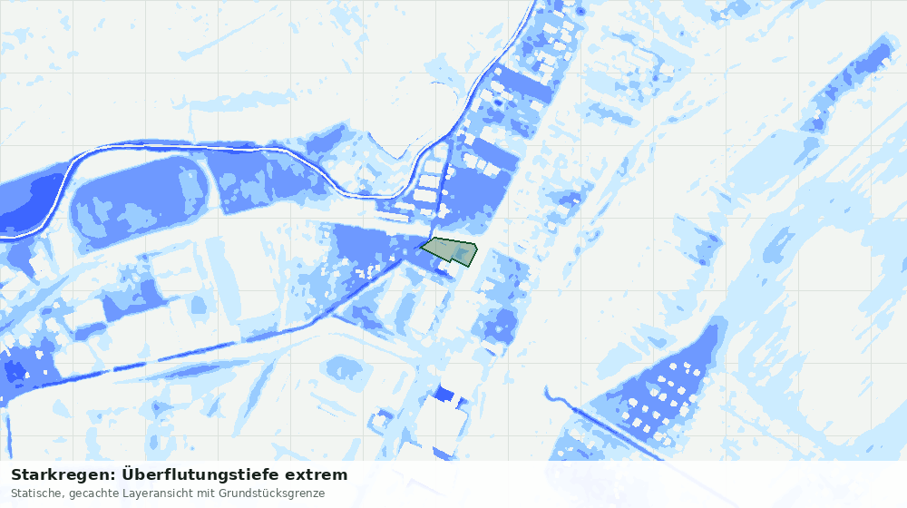 Statische Kartenansicht: Starkregen: Überflutungstiefe extrem