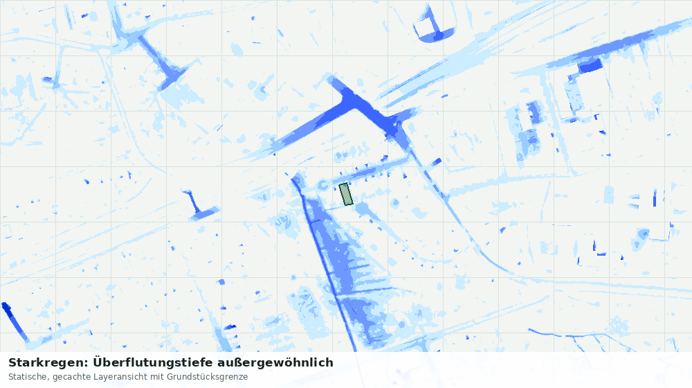 Statische Kartenansicht: Starkregen: Überflutungstiefe außergewöhnlich