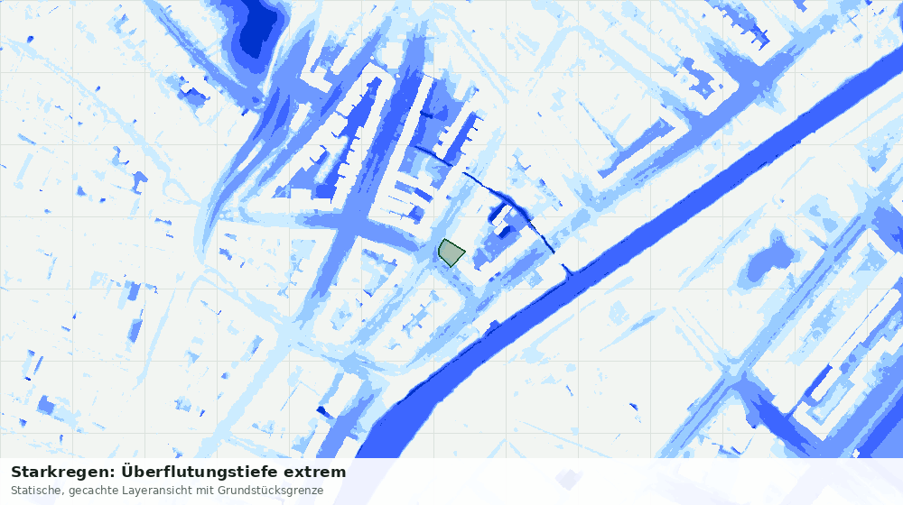 Statische Kartenansicht: Starkregen: Überflutungstiefe extrem