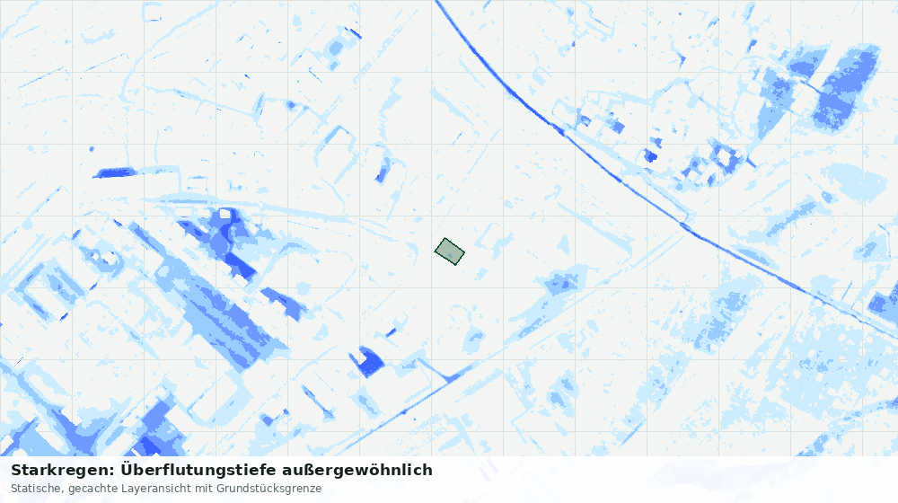 Statische Kartenansicht: Starkregen: Überflutungstiefe außergewöhnlich