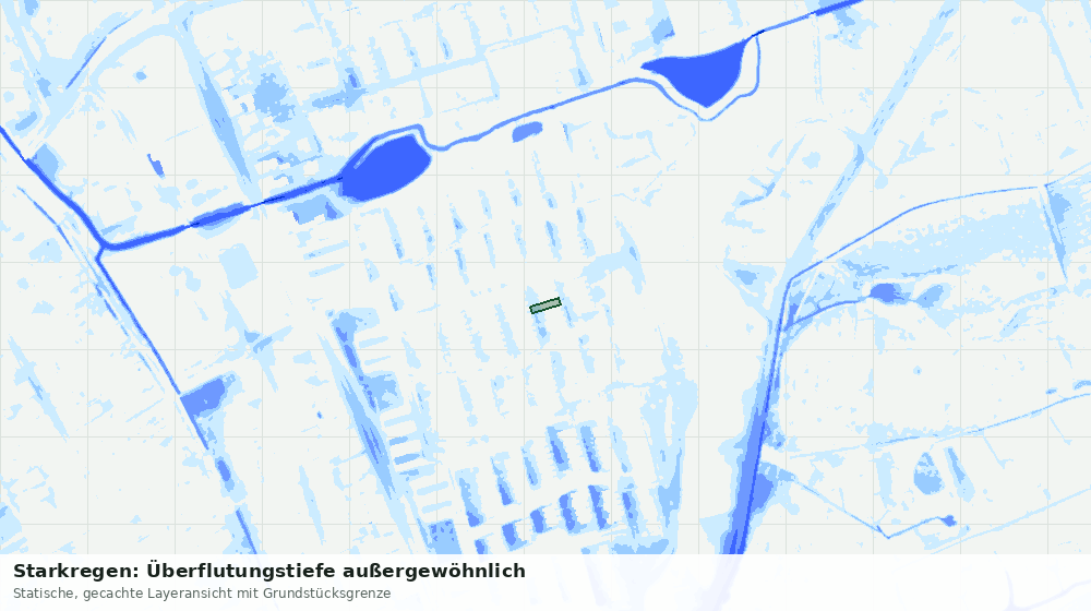 Statische Kartenansicht: Starkregen: Überflutungstiefe außergewöhnlich