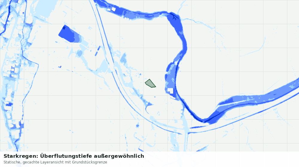 Statische Kartenansicht: Starkregen: Überflutungstiefe außergewöhnlich