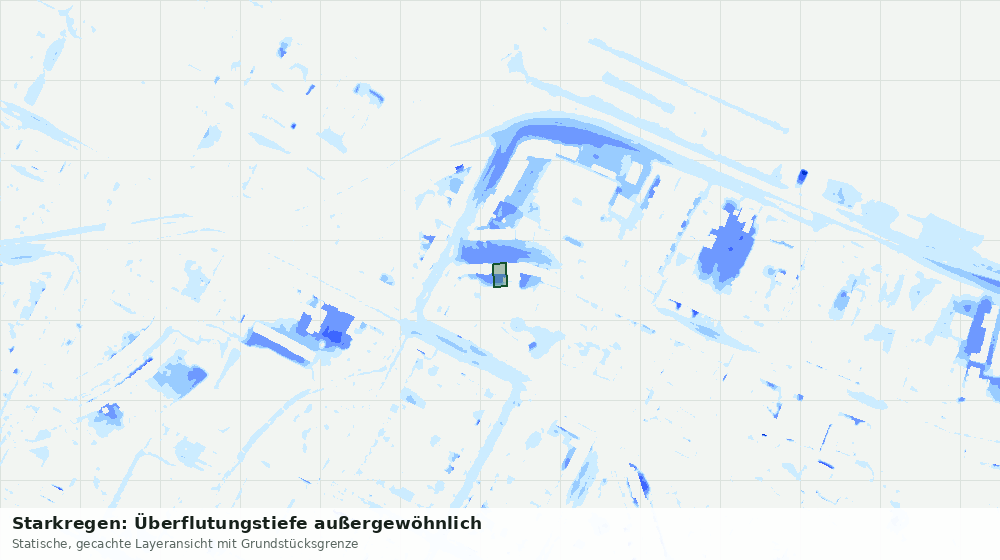 Statische Kartenansicht: Starkregen: Überflutungstiefe außergewöhnlich