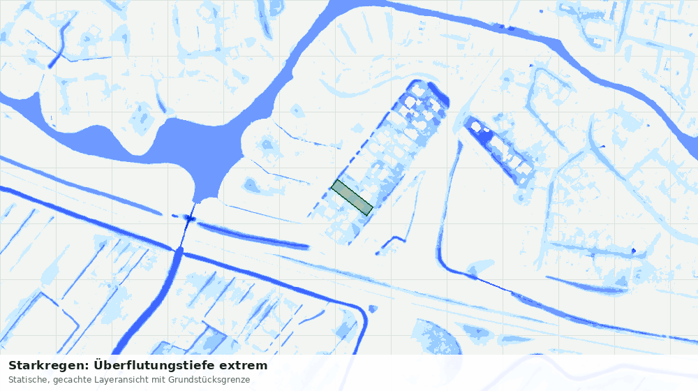Statische Kartenansicht: Starkregen: Überflutungstiefe extrem