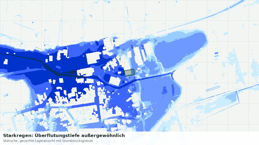 Statische Kartenansicht: Starkregen: Überflutungstiefe außergewöhnlich