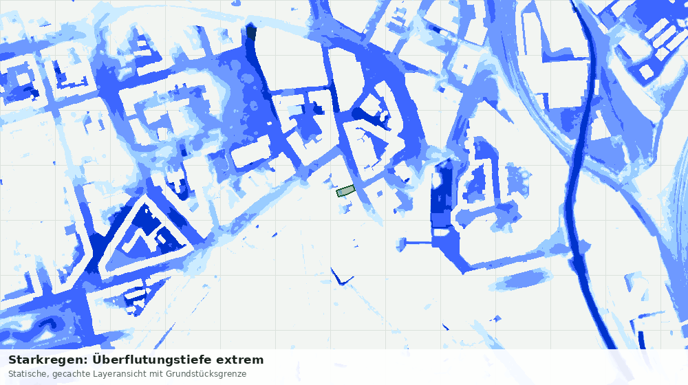 Statische Kartenansicht: Starkregen: Überflutungstiefe extrem
