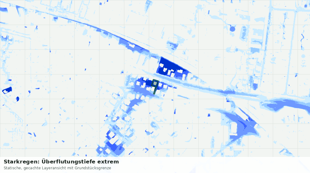 Statische Kartenansicht: Starkregen: Überflutungstiefe extrem