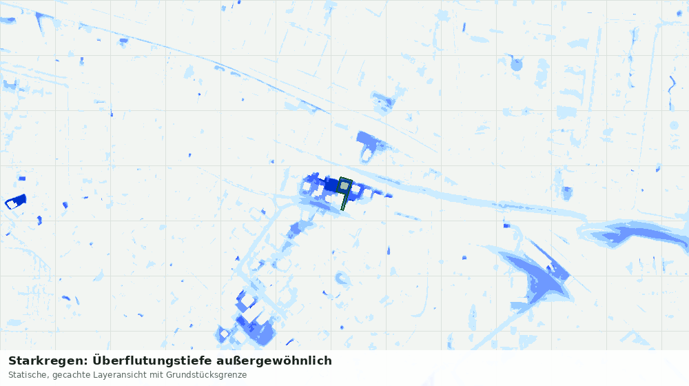 Statische Kartenansicht: Starkregen: Überflutungstiefe außergewöhnlich