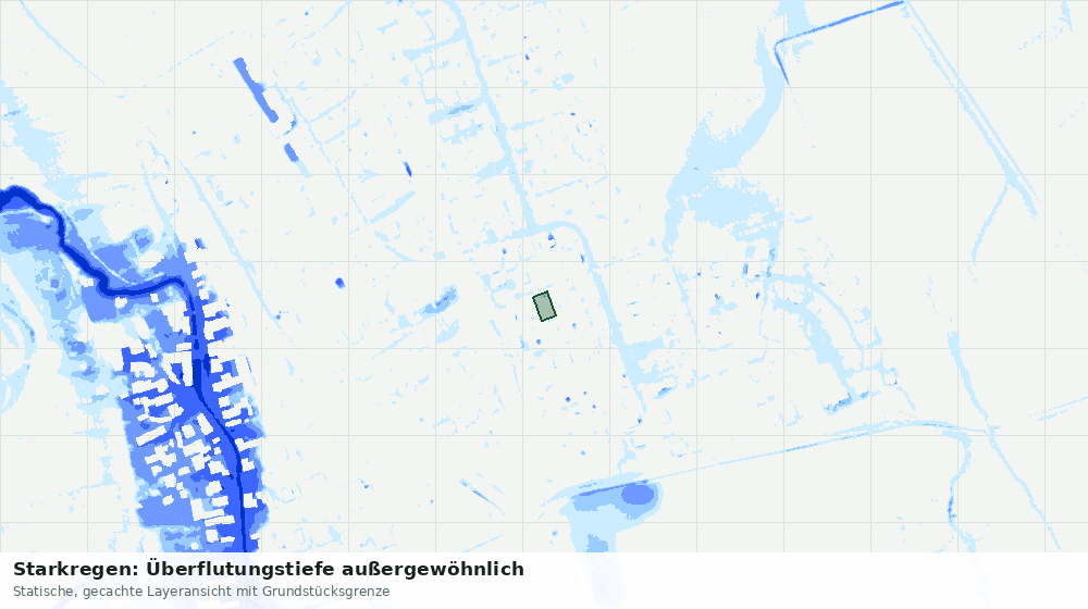 Statische Kartenansicht: Starkregen: Überflutungstiefe außergewöhnlich