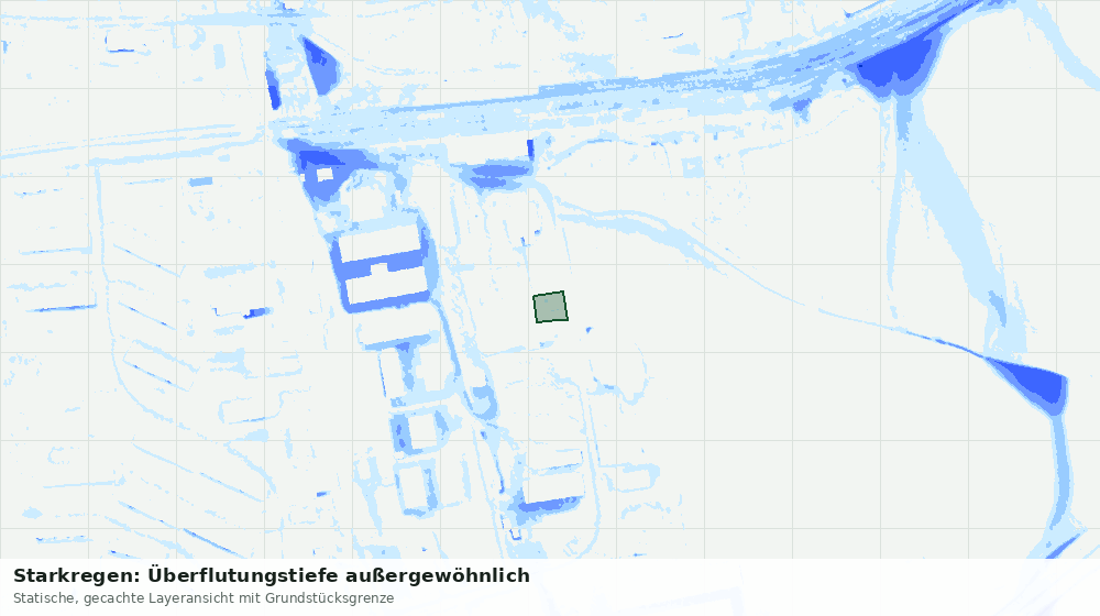 Statische Kartenansicht: Starkregen: Überflutungstiefe außergewöhnlich