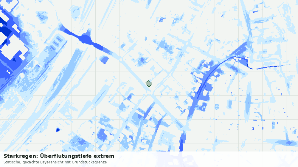 Statische Kartenansicht: Starkregen: Überflutungstiefe extrem