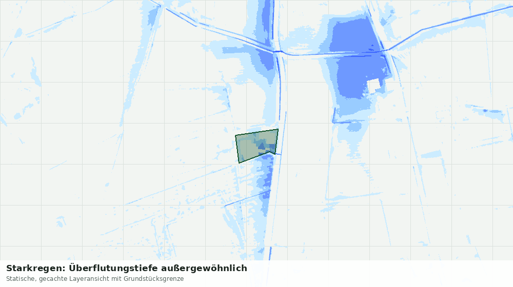 Statische Kartenansicht: Starkregen: Überflutungstiefe außergewöhnlich