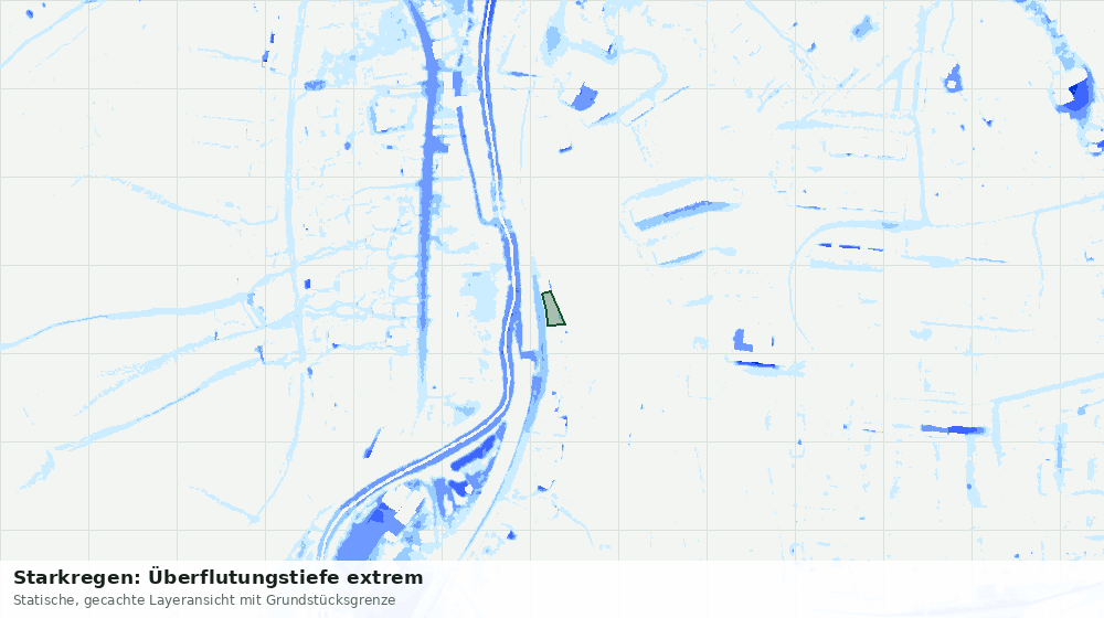 Statische Kartenansicht: Starkregen: Überflutungstiefe extrem
