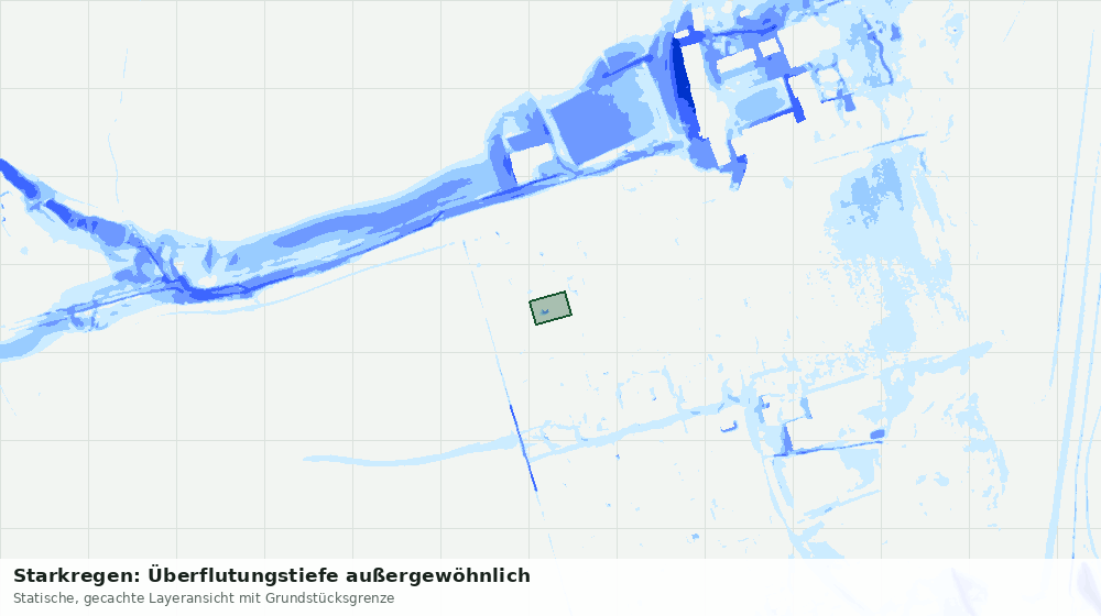Statische Kartenansicht: Starkregen: Überflutungstiefe außergewöhnlich