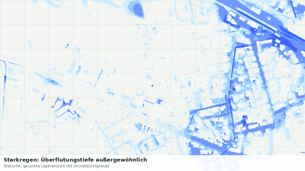 Statische Kartenansicht: Starkregen: Überflutungstiefe außergewöhnlich