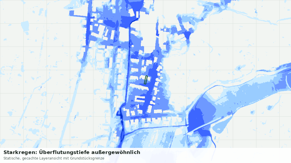 Statische Kartenansicht: Starkregen: Überflutungstiefe außergewöhnlich