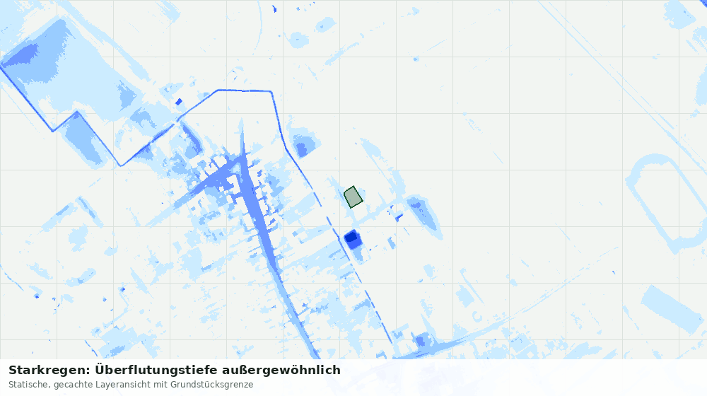 Statische Kartenansicht: Starkregen: Überflutungstiefe außergewöhnlich