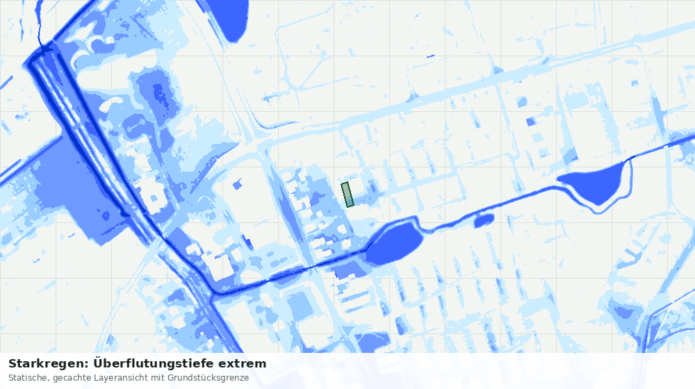 Statische Kartenansicht: Starkregen: Überflutungstiefe extrem