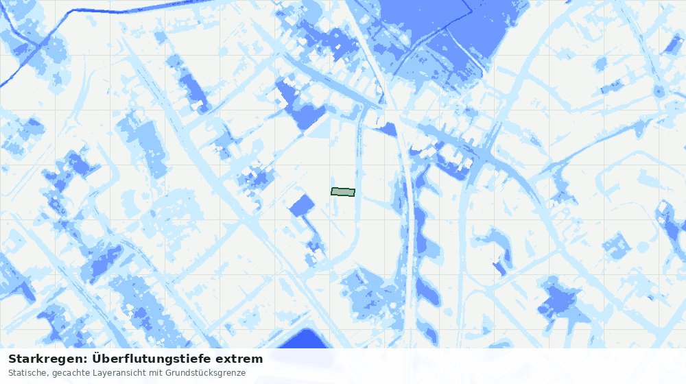 Statische Kartenansicht: Starkregen: Überflutungstiefe extrem