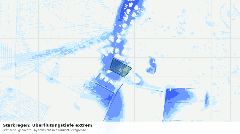 Statische Kartenansicht: Starkregen: Überflutungstiefe extrem