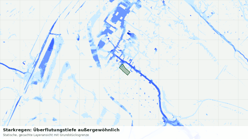 Statische Kartenansicht: Starkregen: Überflutungstiefe außergewöhnlich
