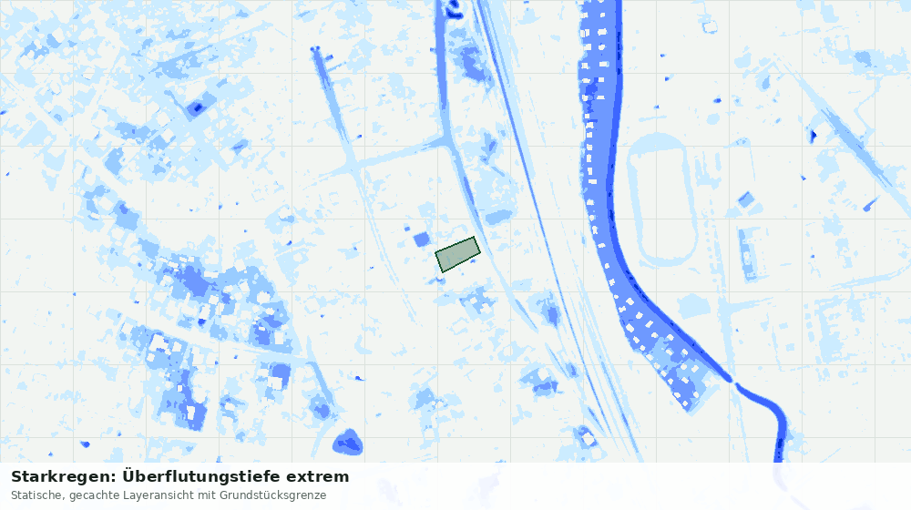 Statische Kartenansicht: Starkregen: Überflutungstiefe extrem