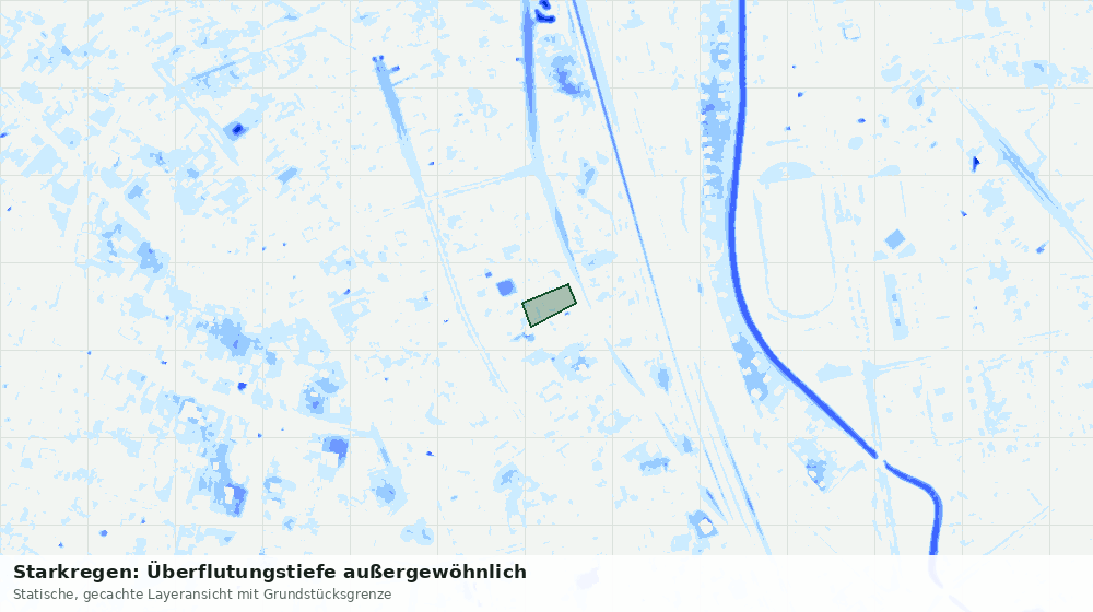 Statische Kartenansicht: Starkregen: Überflutungstiefe außergewöhnlich
