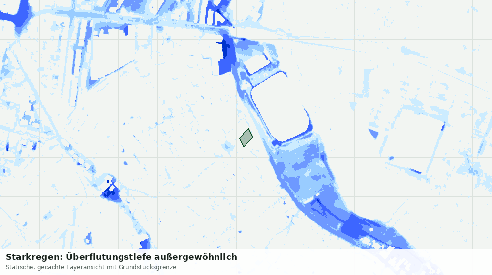 Statische Kartenansicht: Starkregen: Überflutungstiefe außergewöhnlich