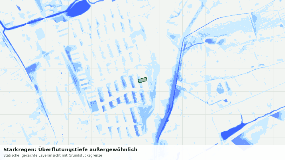 Statische Kartenansicht: Starkregen: Überflutungstiefe außergewöhnlich
