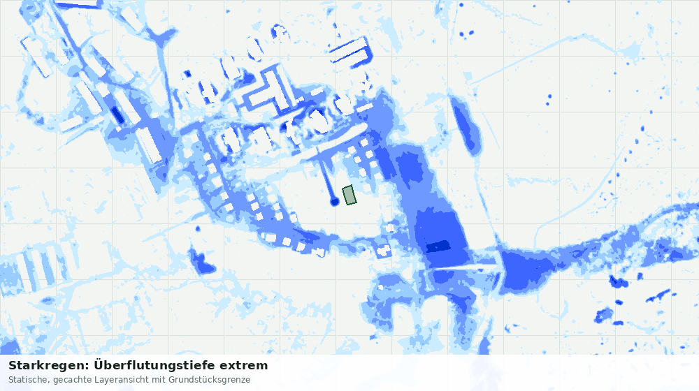 Statische Kartenansicht: Starkregen: Überflutungstiefe extrem