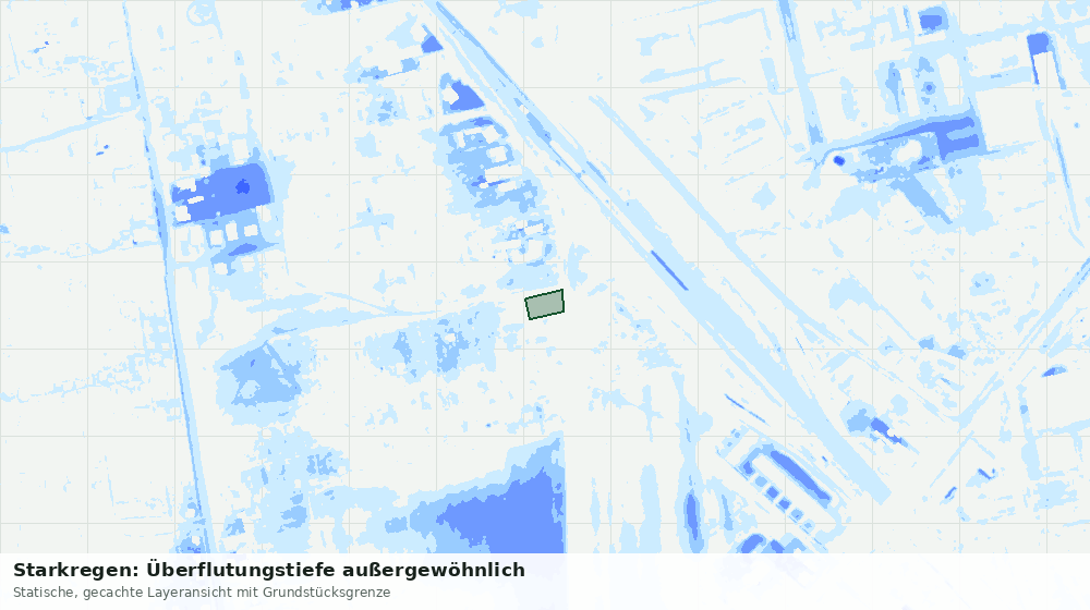 Statische Kartenansicht: Starkregen: Überflutungstiefe außergewöhnlich