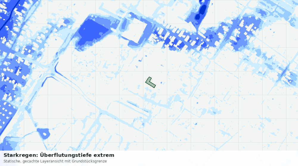 Statische Kartenansicht: Starkregen: Überflutungstiefe extrem