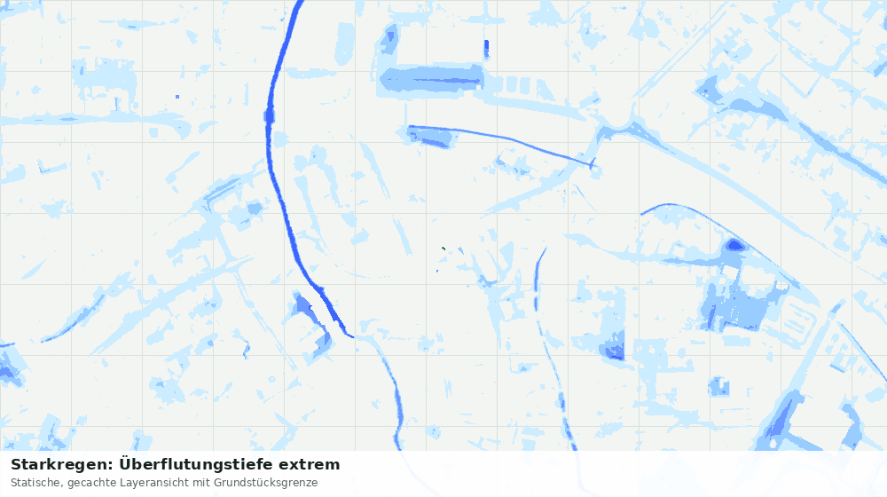 Statische Kartenansicht: Starkregen: Überflutungstiefe extrem