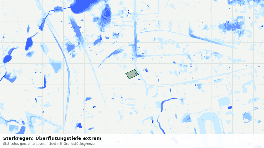 Statische Kartenansicht: Starkregen: Überflutungstiefe extrem