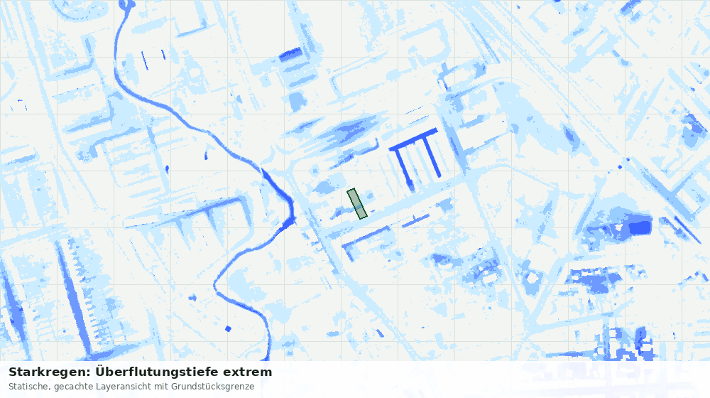 Statische Kartenansicht: Starkregen: Überflutungstiefe extrem