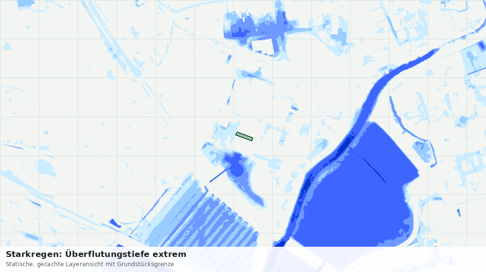 Statische Kartenansicht: Starkregen: Überflutungstiefe extrem