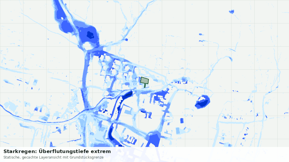 Statische Kartenansicht: Starkregen: Überflutungstiefe extrem