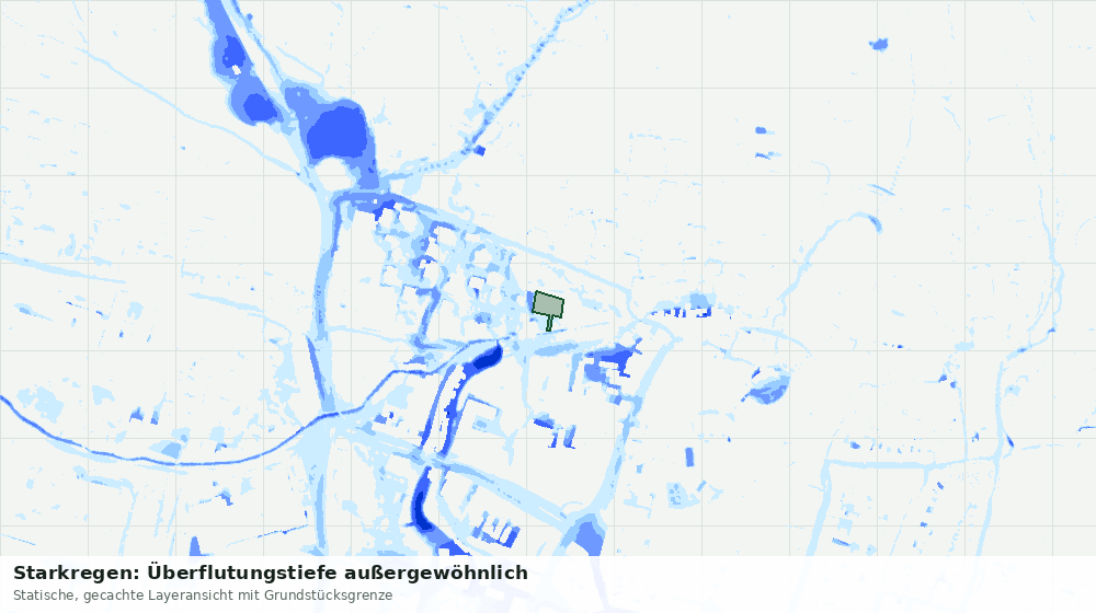 Statische Kartenansicht: Starkregen: Überflutungstiefe außergewöhnlich