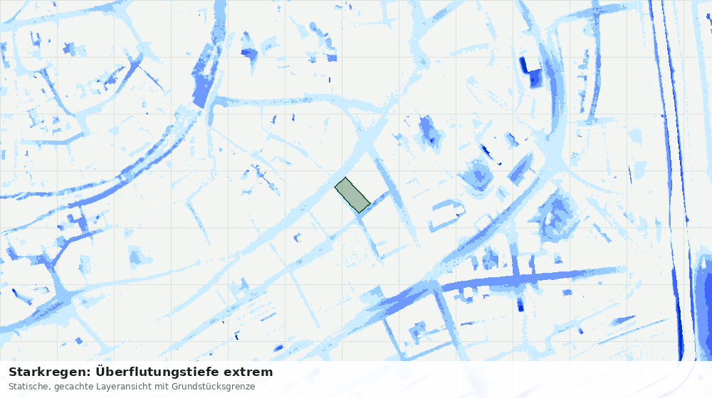 Statische Kartenansicht: Starkregen: Überflutungstiefe extrem