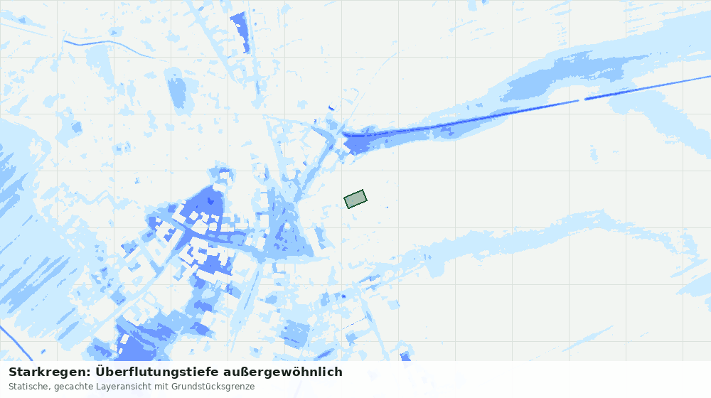 Statische Kartenansicht: Starkregen: Überflutungstiefe außergewöhnlich